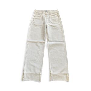 NWOT Ética Light Stanton High Rise Relaxed Cuff Denim Jeans Pants Cream